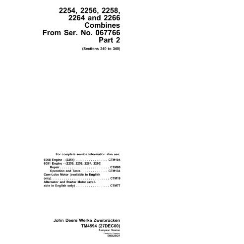 John Deere 2254, 2256, 2258, 2264, 2266 combinar manual técnico em pdf - John Deere manuais - JD-TM4594