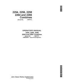 John Deere 2254, 2256, 2258, 2264, 2266 combinada manual do operador pdf - John Deere manuais - JD-OMZ92501