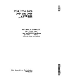 John Deere 2054, 2056, 2058, 2064, 2066 combine pdf operator's manual  - John Deere manuals - JD-OMZ92125