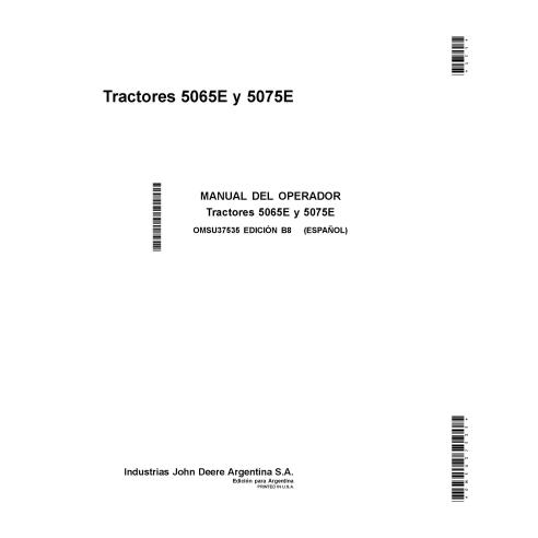 John Deere 5065E, 5075E trator pdf manual do operador ES - John Deere manuais - JD-OMSU37535