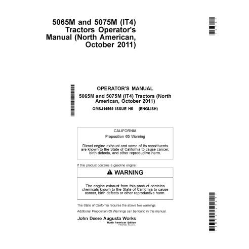 Manual do operador em pdf do trator John Deere 5065M e 5075M - John Deere manuais - JD-OMSJ14569