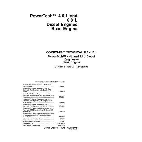 MOTORES DIESEL DE 4.5L Y 6.8L (MOTOR BASE) John Deere manual técnico pdf - John Deere manuales - JD-CTM104