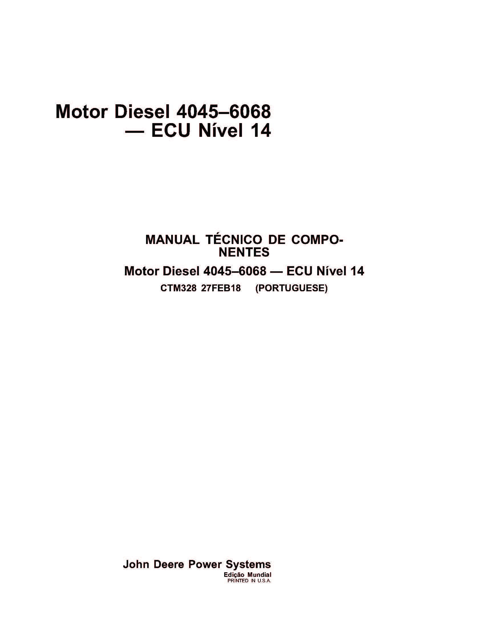 John Deere 4045 6068 Powertech Diesel Level 14 Ecu Engine Pdf Technical Manual Pt 