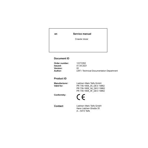 Manual de serviço em pdf Liebherr PR756-1808 dozer sobre esteiras - Liebherr manuais - LIEBHERR-PR-756-1808-3A-4F-05-EN