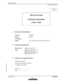 Liebherr R966, R970, R976, R980 excavadora hidráulica pdf manual de servicio - Liebherr manuales