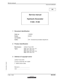 Manuel d'entretien des pelles hydrauliques Liebherr R966, R970, R976, R980 pdf - Liebherr manuels - LIEBHERR-R966-980B-EN