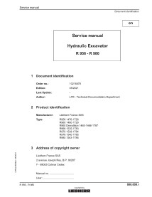 Liebherr R956, R960, R966, R970, R976, R980 escavadeira hidráulica manual de serviço em pdf - Liebherr manuais - LIEBHERR-R95...