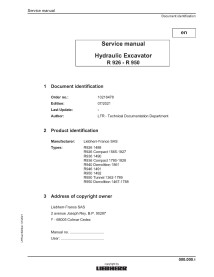 Manual de serviço em pdf da escavadeira hidráulica Liebherr R926, R936, R940, R946, R950 - Liebherr manuais - LIEBHERR-R926-9...