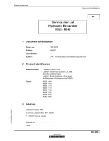 Manuel d'entretien des pelles hydrauliques Liebherr R922, R924, R926, R928, R930, R934, R938, R945 pdf - Liebherr manuels - L...