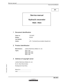 Excavadora hidráulica Liebherr R920, R922, R924, R925 manual de servicio pdf - liebherr manuales - LIEBHERR-R920-R925-EN