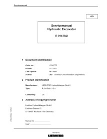 Manual de serviço em pdf da escavadeira hidráulica Liebherr R914 Rail - Liebherr manuais - LIEBHERR-R914-Rail-EN