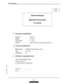 Manuel d'entretien pdf de la pelle hydraulique Liebherr LH150 EC - Liebherr manuels - LIEBHERR-LH150EC-EN