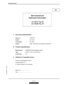 Liebherr LH150 C, LH150 M Tier 4f hydraulic excavator pdf service manual  - Liebherr manuals - LIEBHERR-LH150-EN