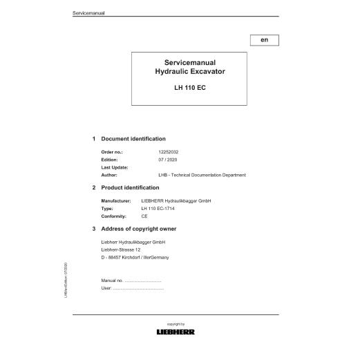 LIEBHERR-LH110EC Liebherr LH110 EC excavadora hidráulica pdf manual de servicio
