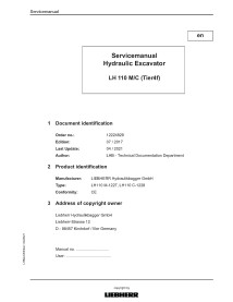 Liebherr LH110 M, LH110 C Tier 4f hydraulic excavator pdf service manual  - Liebherr manuals - LIEBHERR-LH110-EN