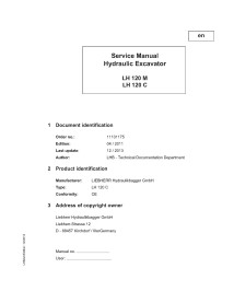 LIEBHERR-LH120C-M Manual de serviço em pdf da escavadeira hidráulica Liebherr LH120 M, LH120 C