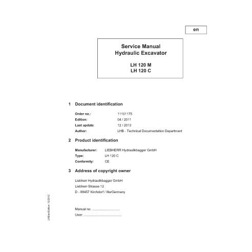 LIEBHERR-LH120C-M Manual de serviço em pdf da escavadeira hidráulica Liebherr LH120 M, LH120 C