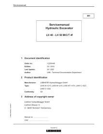 Liebherr LH40 - LH50 M / C / T 4f excavadora hidráulica pdf manual de servicio - liebherr manuales - LIEBHERR-LH40-LH50-EN