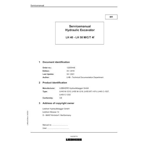 LIEBHERR-LH40-LH50 Manual de serviço em pdf Liebherr LH40 - LH50 M / C / T 4f escavadeira hidráulica