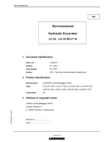 Manual de serviço em pdf da escavadeira hidráulica Liebherr LH22, LH24, LH26, LH30, LH35 M / C / T 4f - Liebherr manuais - LI...