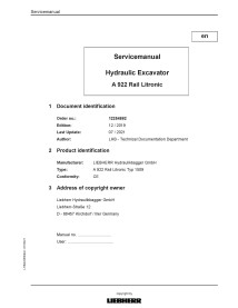 Liebherr A922 Rail Lytronic hydraulic excavator pdf service manual  - Liebherr manuals