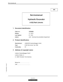LIEBHERR-A922_Rail Excavadora hidráulica Liebherr A922 Rail Lytronic manual de servicio en pdf