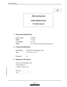 Manual de serviço em pdf do caminhão articulado Liebherr TA230 Litronic - Liebherr manuais