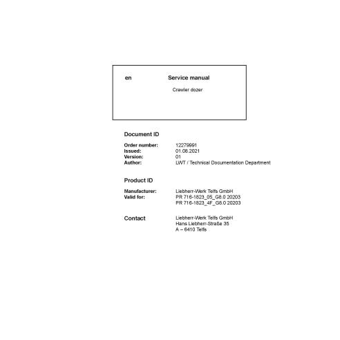 Manual de serviço em pdf Liebherr PR716-1823 dozer sobre esteiras - Liebherr manuais - LIEBHERR-PR-716-1823-EN