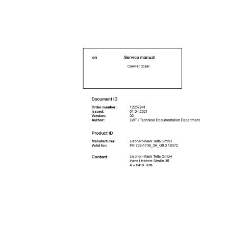 Manuel d'entretien pdf du bulldozer sur chenilles Liebherr PR736-1736 - Liebherr manuels - LIEBHERR-PR-736-1736-3A-EN