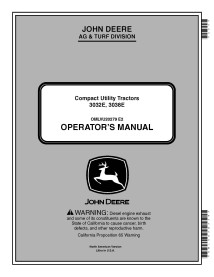 John Deere 3032E, 3038E compact tractor pdf operator's manual  - John Deere manuals - JD-OMLVU20279