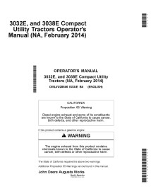 John Deere 3032E, 3038E compact tractor pdf operator's manual  - John Deere manuals - JD-OMLVU28546