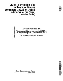 JD-OMLVU28547 Manuel d'utilisation du tracteur compact John Deere 3032E, 3038E FR (OMLVU28547)