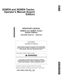 John Deere 3028EN, 3036EN compact tractor pdf operator's manual  - John Deere manuals - JD-OMSJ33298