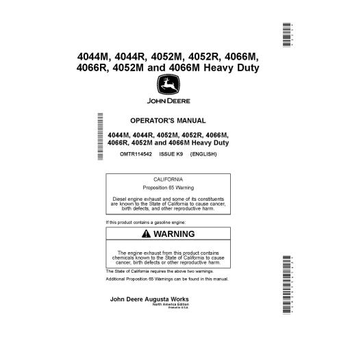 JD-OMTR114542 John Deere 4044M, 4044R, 4052M, 4052R, 4066M, 4066R, 4052M and 4066M compact tractor operator's manual (OMTR114...