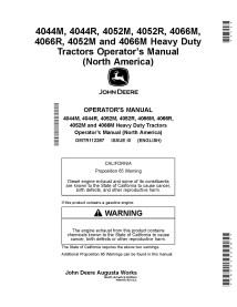 JD-OMTR112287 Manual del operador del tractor compacto John Deere 4044M, 4044R, 4052M, 4052R, 4066M, 4066R, 4052M y 4066M (OM...