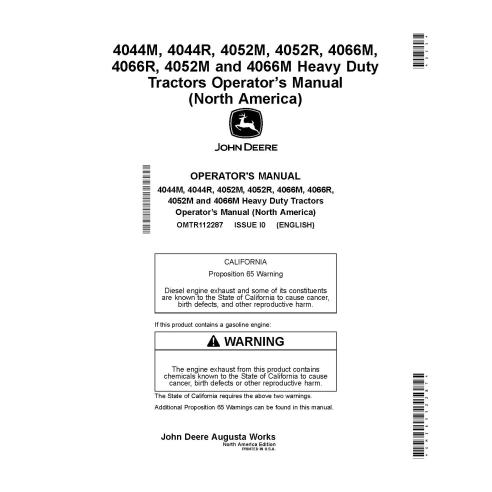 JD-OMTR112287 Manual do operador dos tratores compactos John Deere 4044M, 4044R, 4052M, 4052R, 4066M, 4066R, 4052M e 4066M (O...