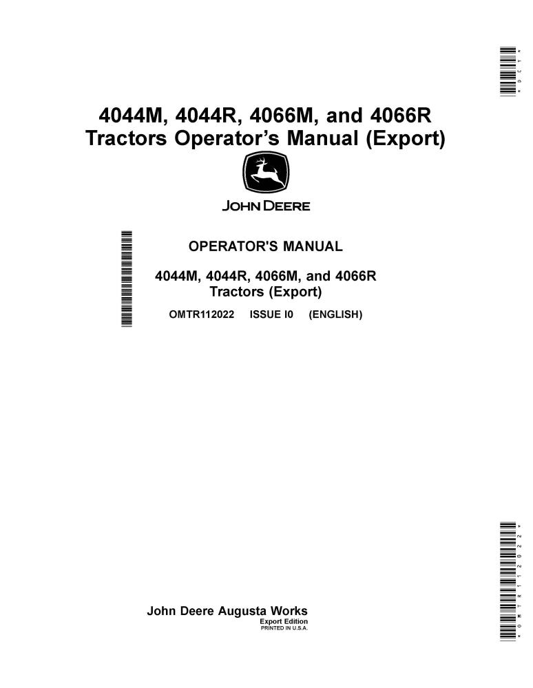 John Deere 4044m, 4044r, 4066m, 4066r Compact Tractor Pdf Operator's Manual