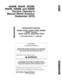 JD-OMLVU29832 Manual do operador do trator compacto John Deere 4044M, 4044R, 4052M, 4052R, 4066M, 4066R (OMLVU29832)