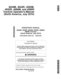 JD-OMLVU28780 Manual del operador del tractor compacto John Deere 4044M, 4044R, 4052M, 4052R, 4066M, 4066R (OMLVU28780)