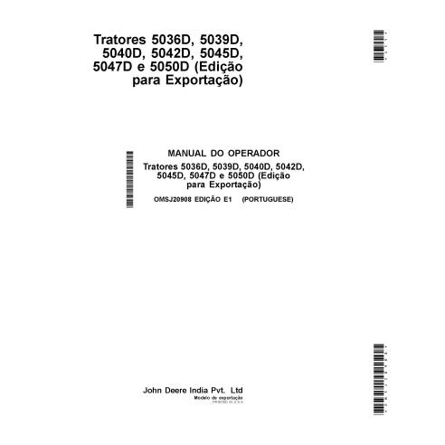 John Deere 5036D, 5039D, 5040D, 5042D, 5045D, 5045D, 5047D, 5050D manual do operador do trator pdf PT - John Deere manuais - ...