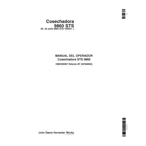 John Deere 9860 STS moissonneuse-batteuse pdf manuel de l'opérateur ES - John Deere manuels - JD-OMH226967