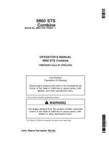 John Deere 9860 STS cosechadora pdf manual del operador - John Deere manuales - JD-OMH226965