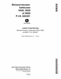 John Deere 9500, 9600, 9400 combine pdf operator's manual FR - John Deere manuals - JD-OMH155366