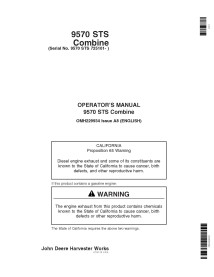 Manuel d'utilisation pdf de la moissonneuse-batteuse John Deere 9570 STS - John Deere manuels - JD-OMH229934