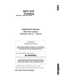 Manuel d'utilisation pdf de la moissonneuse-batteuse John Deere 9570 STS - John Deere manuels - JD-OMHXE22981