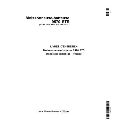 John Deere 9570 STS cosechadora pdf manual del operador FR - John Deere manuales - JD-OMHXE23029