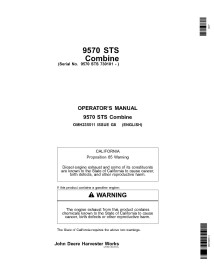 Manuel d'utilisation pdf de la moissonneuse-batteuse John Deere 9570 STS - John Deere manuels - JD-OMH235511