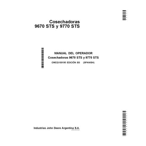 John Deere 9670 STS, 9770 STS combine pdf operator's manual ES - John Deere manuals - JD-OMCQ100195
