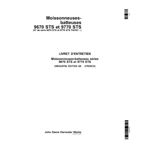John Deere 9670 STS, 9770 STS cosechadora pdf manual del operador FR - John Deere manuales - JD-OMH235784