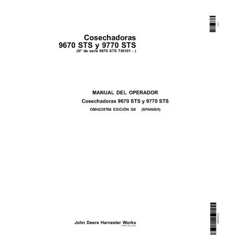 John Deere 9670 STS, 9770 STS cosechadora pdf manual del operador ES - John Deere manuales - JD-OMH235766